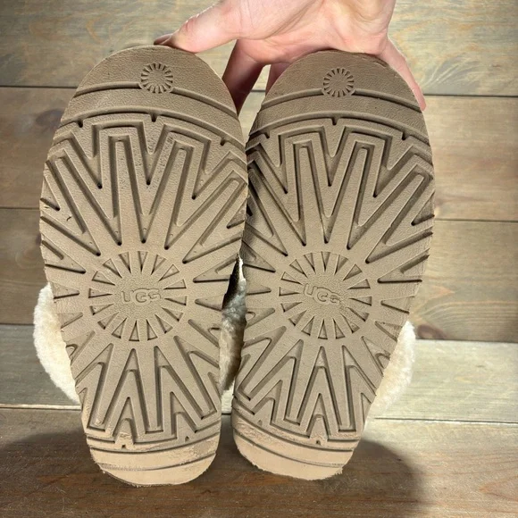 ugg disquette womens size 8 shoes brown suede shearling platform slippers - Picture 7 of 9